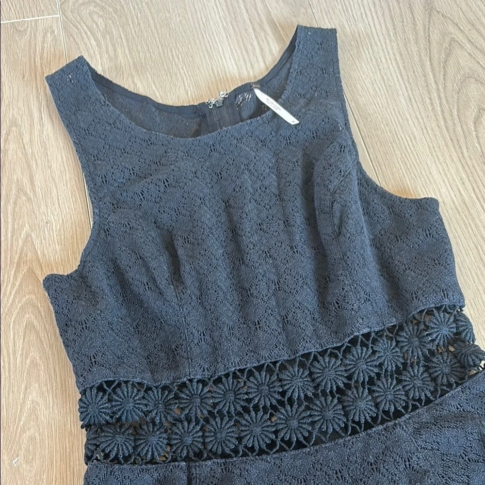 Free People 0 Daisy Waist Fit n Flare A-Line Skater Lace Mini Dress Black 0047